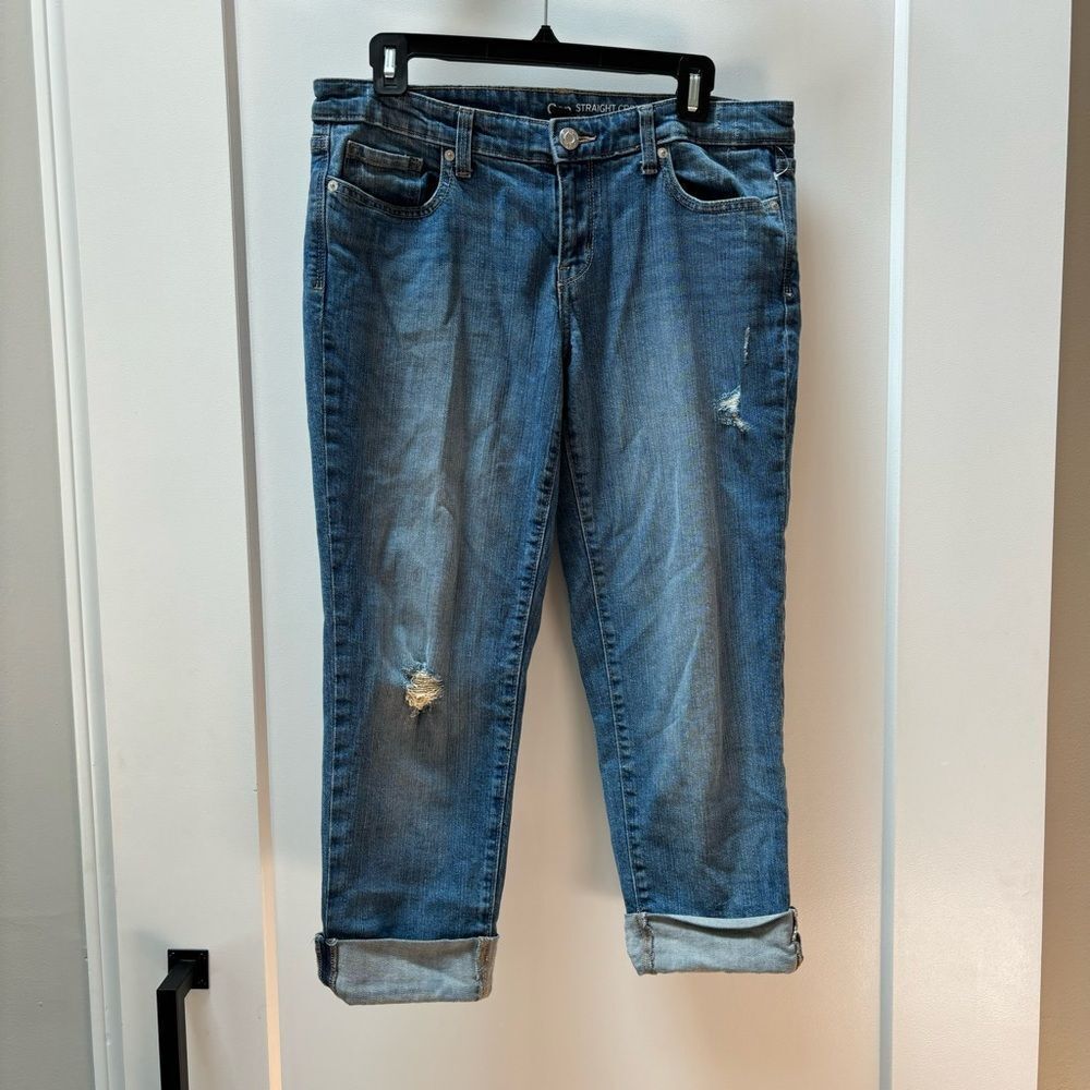 Gap Straight Crop Coupe Distressed Jeans Woman’s Size 10